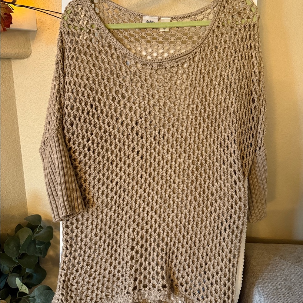 Daytrip Taupe Open-Knit Sweater